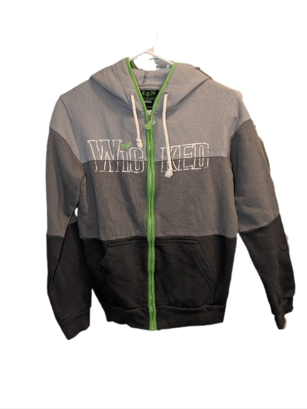 Wicked Gray & Charcoal Zip Hoodie with Lime Trim XS